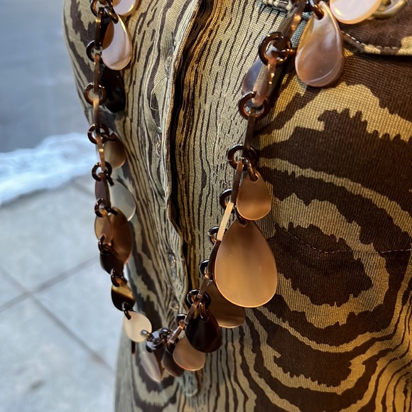 HERMÈS Buffalo Horn Necklace Brown Tortoise Shell LONG RARE bead dangle $1500RP! - Picture 13 of 16